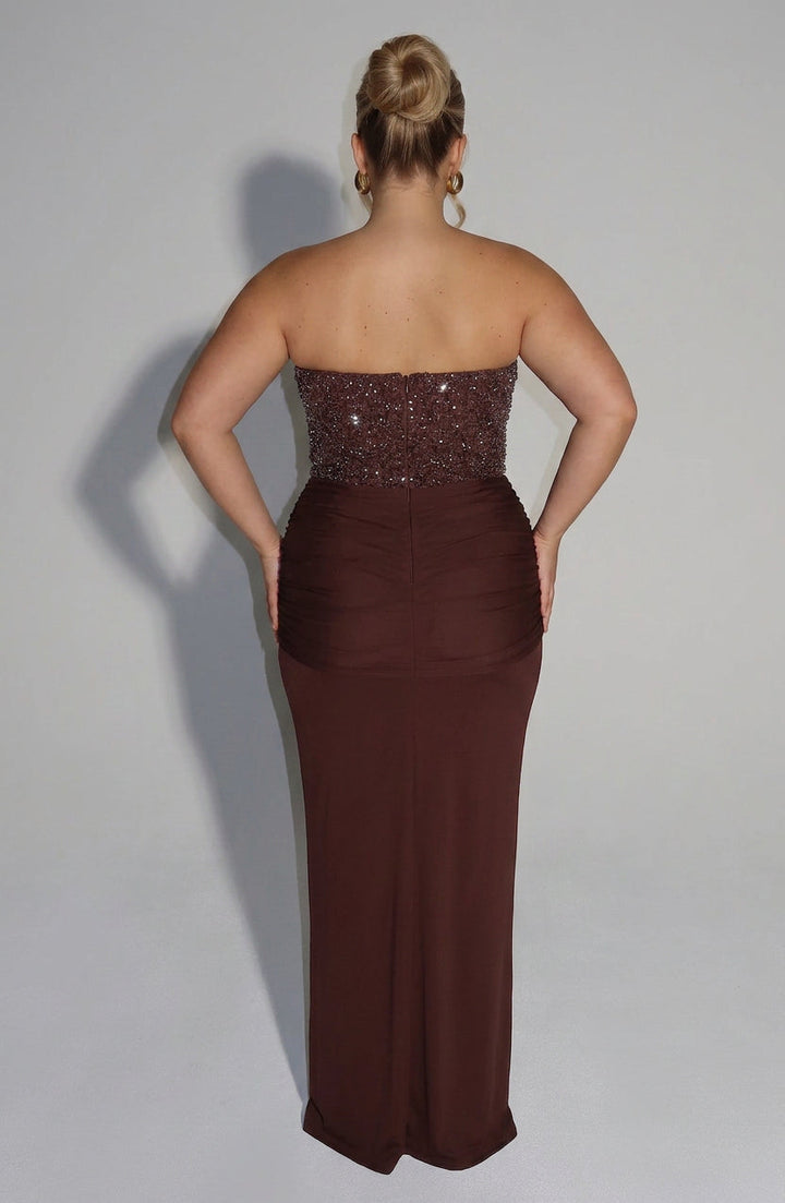 Verity Maxi Jurk - Pruimbruin