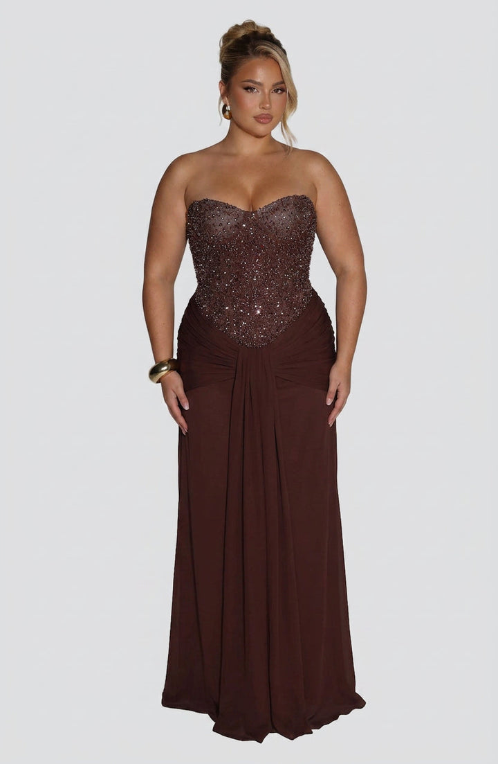 Verity Maxi Jurk - Pruimbruin