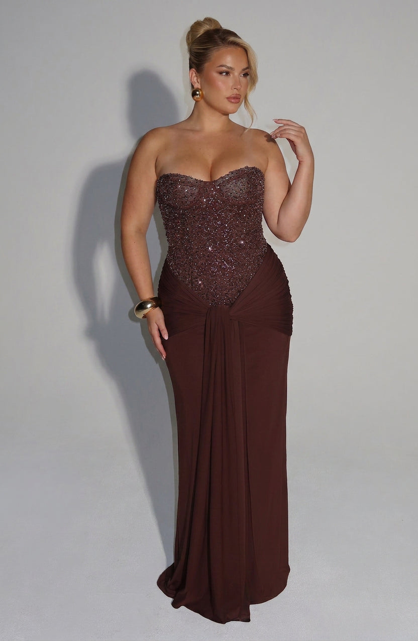 Verity Maxi Jurk - Pruimbruin