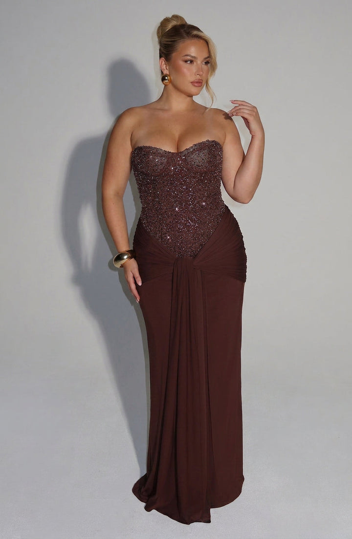 Verity Maxi Jurk - Pruimbruin