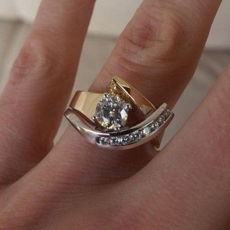 Isolde Irreguliere Gouden &amp; Zilveren Zirkonia Ring | Gemengd Goud