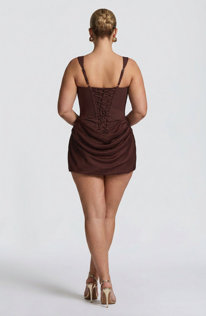 Seren Mini Jurk - Pruimbruin