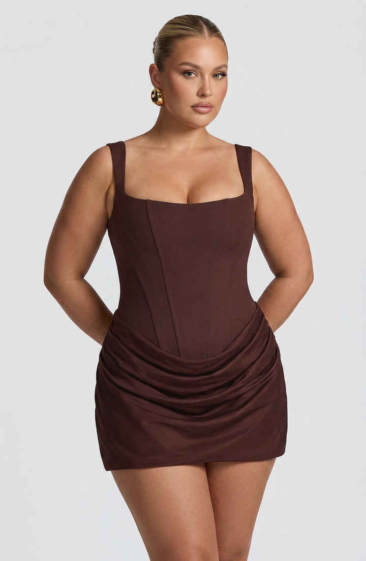 Seren Mini Jurk - Pruimbruin