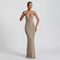 Monroe Maxi Jurk - Pruim Bruin
