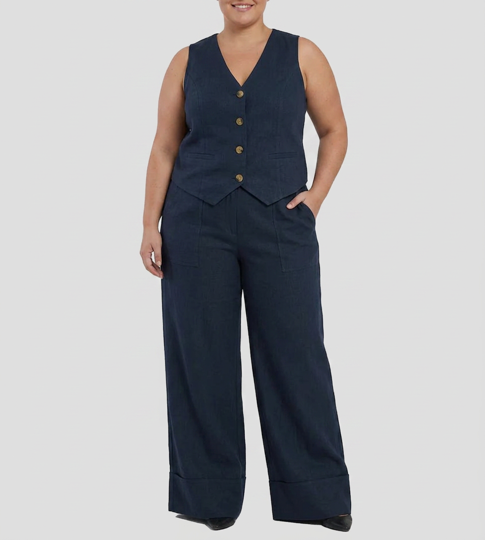 Seraphina – Co-ord Set Elegante Twee-delige Set Met Vest &amp; Broek Met Wijde Pijpen