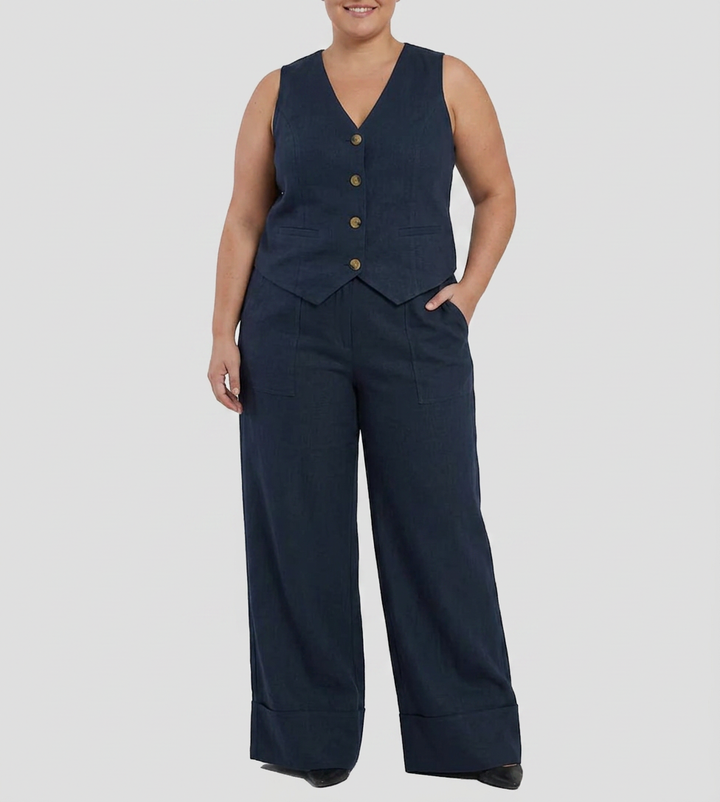 Seraphina – Co-ord Set Elegante Twee-delige Set Met Vest &amp; Broek Met Wijde Pijpen