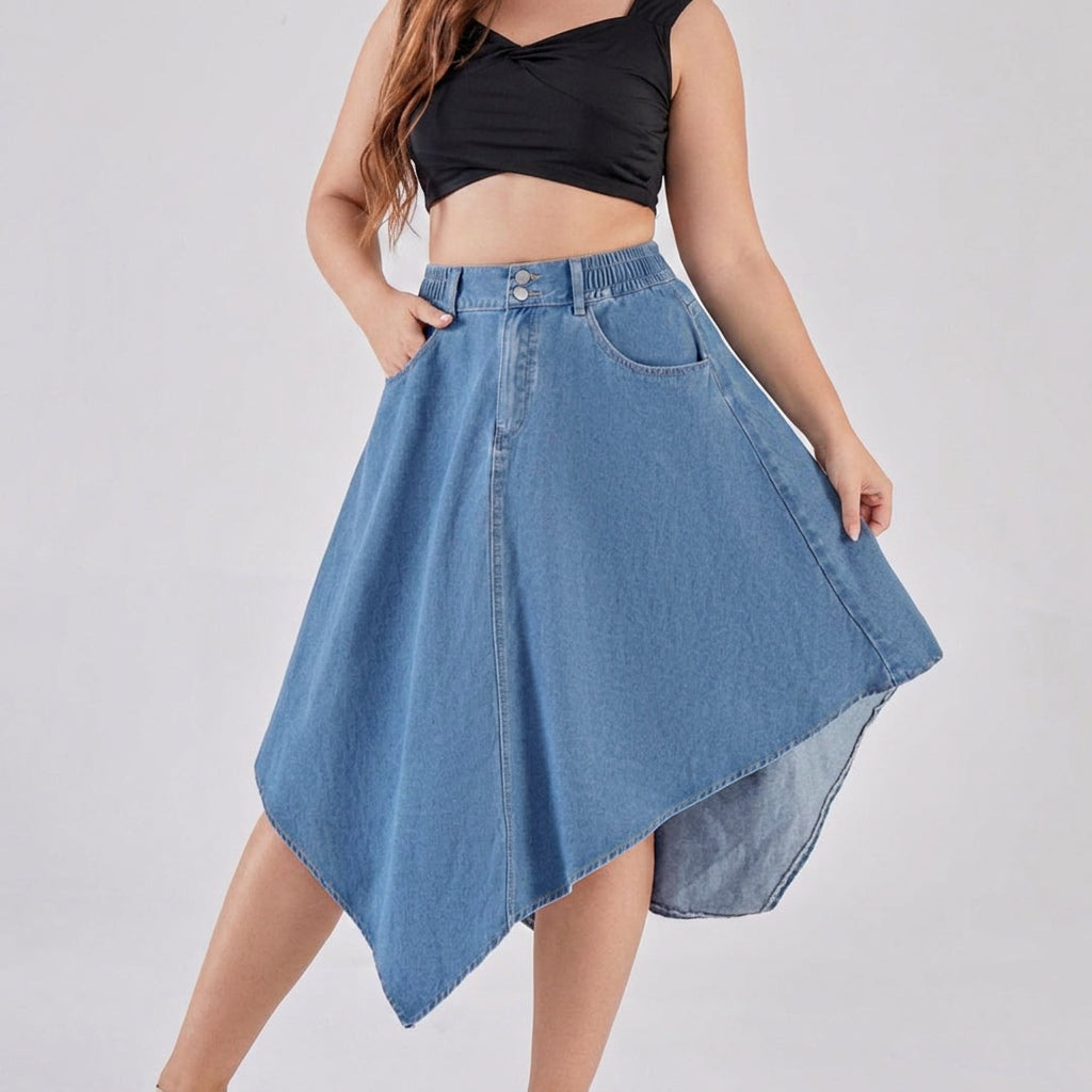 Rhea Irregulaire Denim Rok