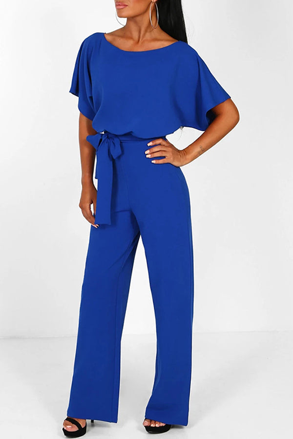 Cassia - Zomer knoopsluiting korte mouwen Jumpsuit