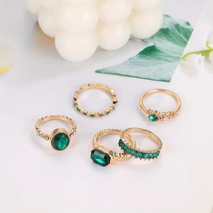 Pia Exquisite Emerald Ring Set | Goud