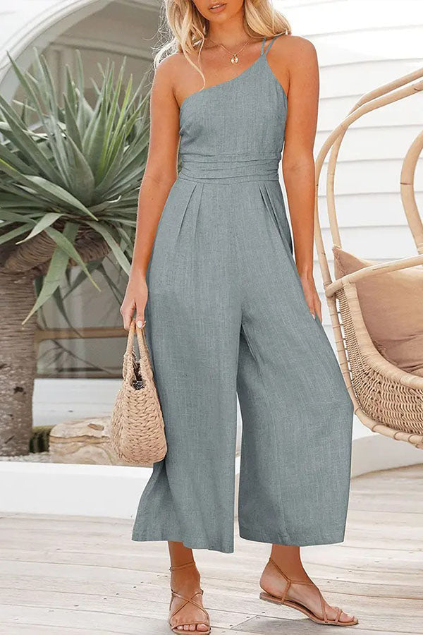 Shiloh - Sexy Sling Taille Pocket Rechte Mouwloze Jumpsuit