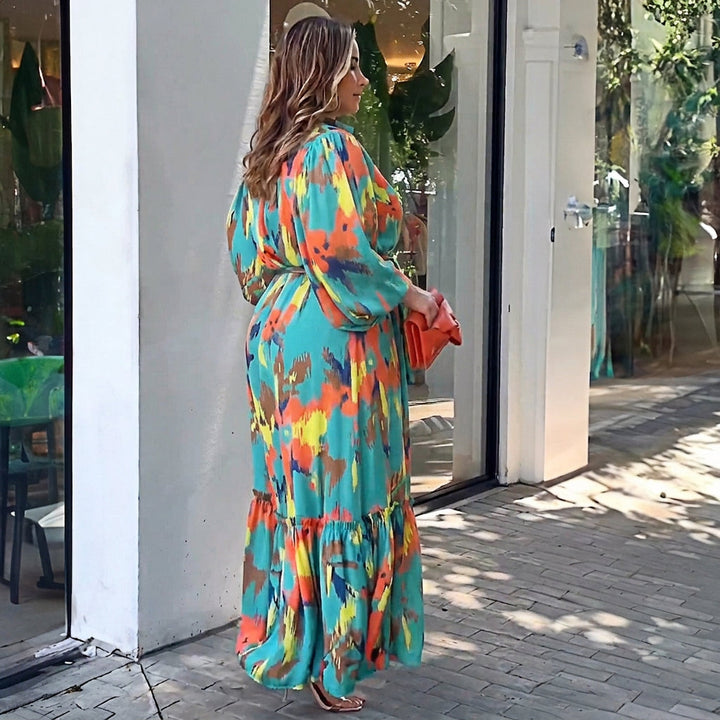 Jolie Geprinte Lapen Maxi Jurk: Elegante Vintage Flow