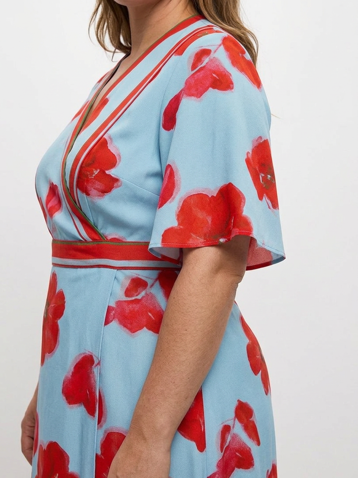 Aurelia | V-hals Korte Mouwen Bloemen Maxi Jurk