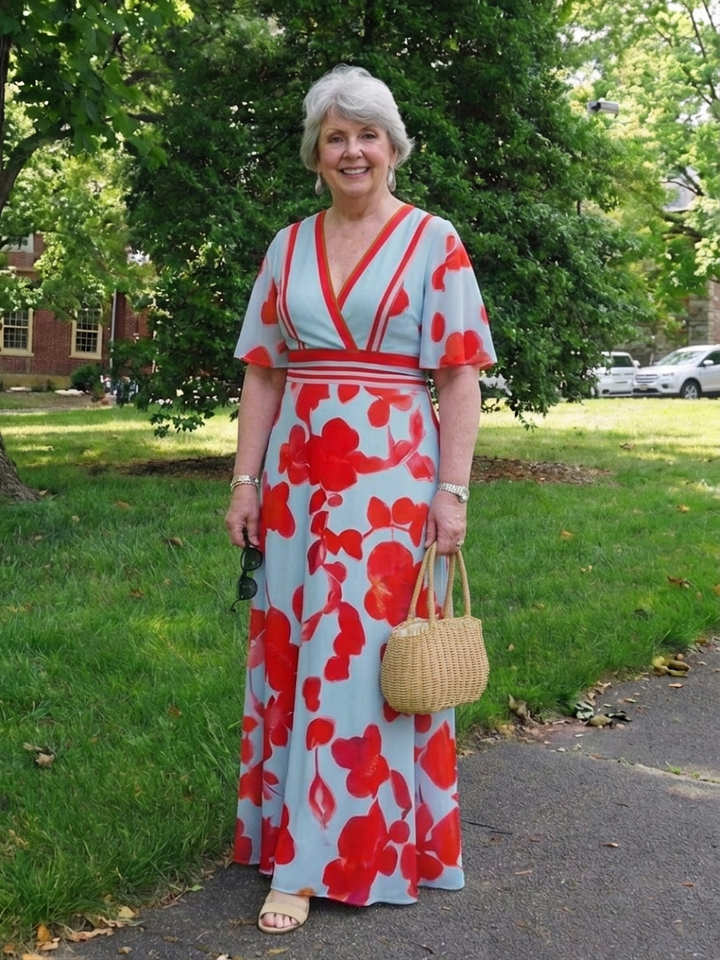 Aurelia | V-hals Korte Mouwen Bloemen Maxi Jurk