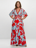Aurelia | V-hals Korte Mouwen Bloemen Maxi Jurk