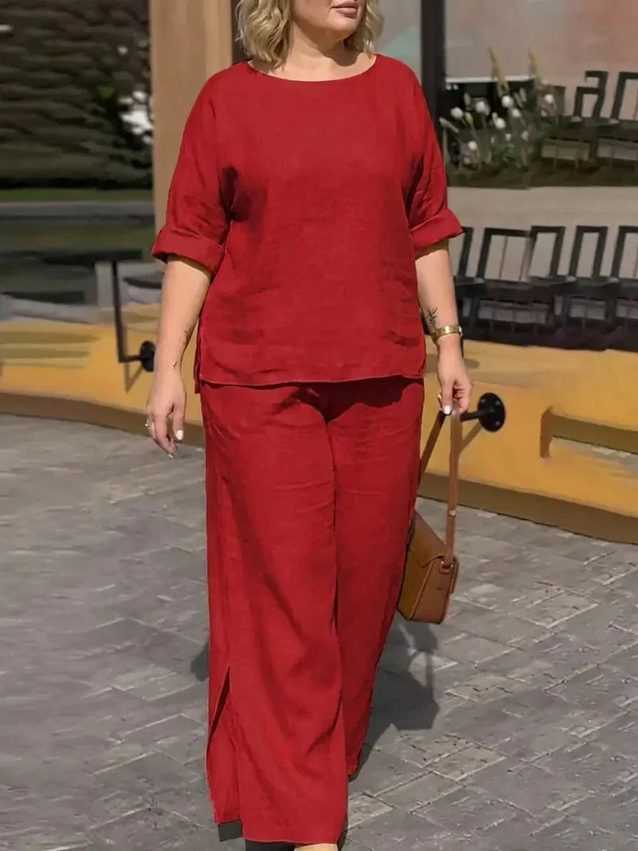 Isolde - Dames Ronde Hals Lange Mouwen Broek Set