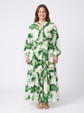 Florence | Lange Mouwen Taille Strik Tiered Maxi Jurk