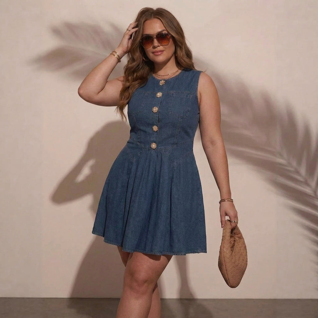 Astrid Mouwloze Denim Jurk