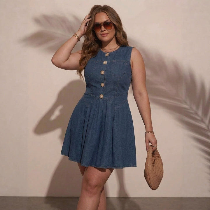 Astrid Mouwloze Denim Jurk