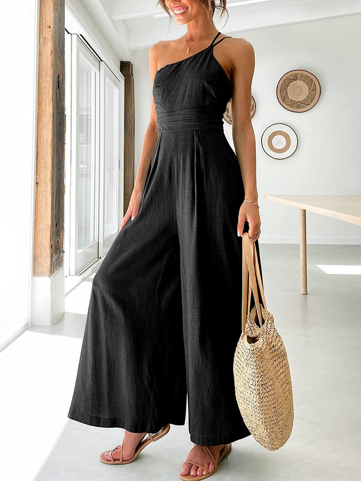 Shiloh - Sexy Sling Taille Pocket Rechte Mouwloze Jumpsuit