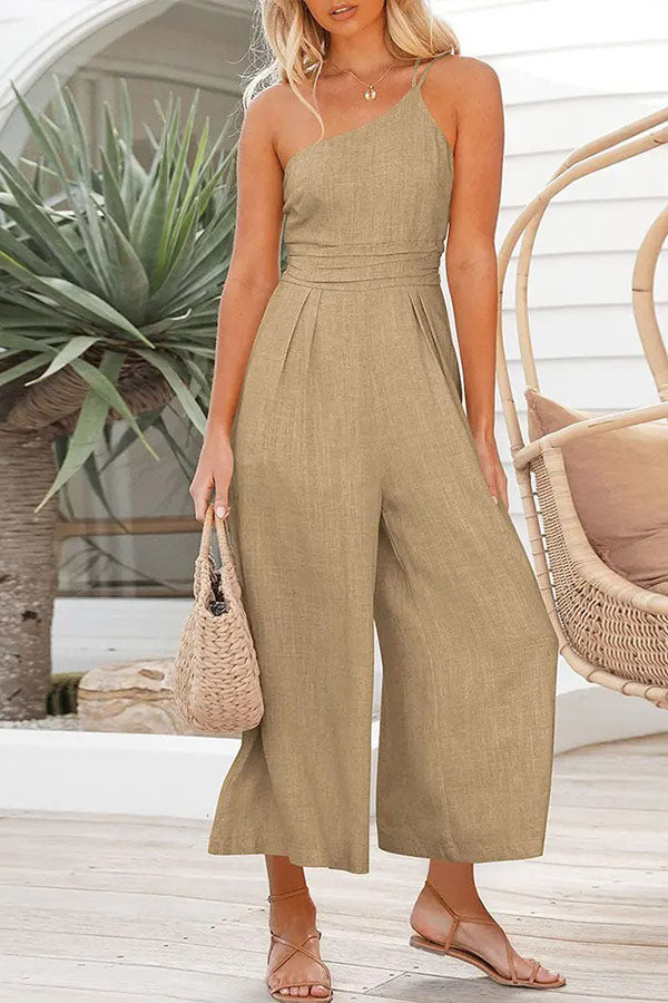 Shiloh - Sexy Sling Taille Pocket Rechte Mouwloze Jumpsuit