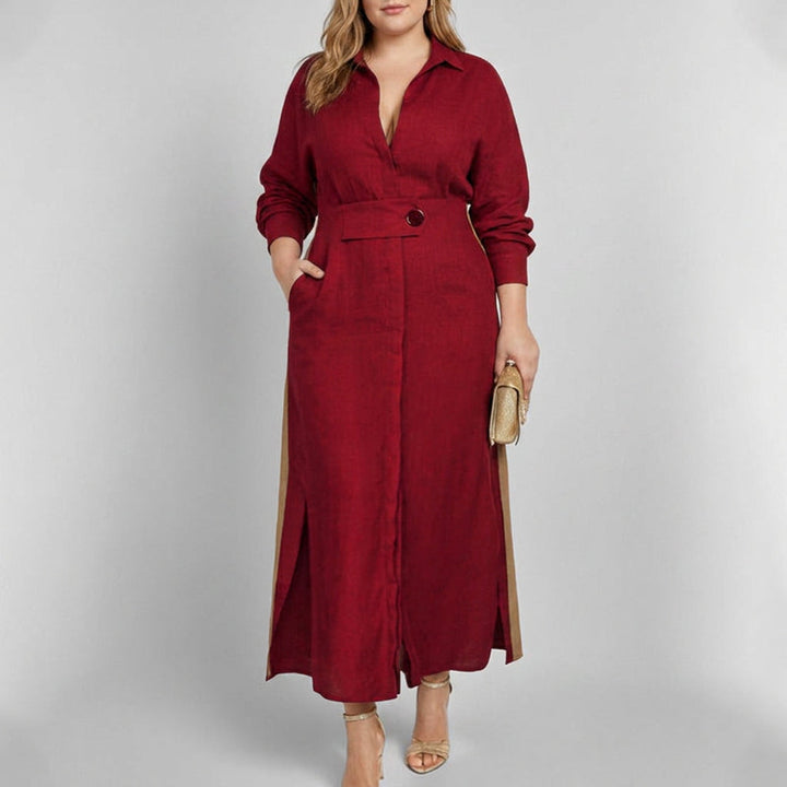 Wren Elegante Vastgebonden Jurk: Chic Pendelstijl met Lange Mouwen