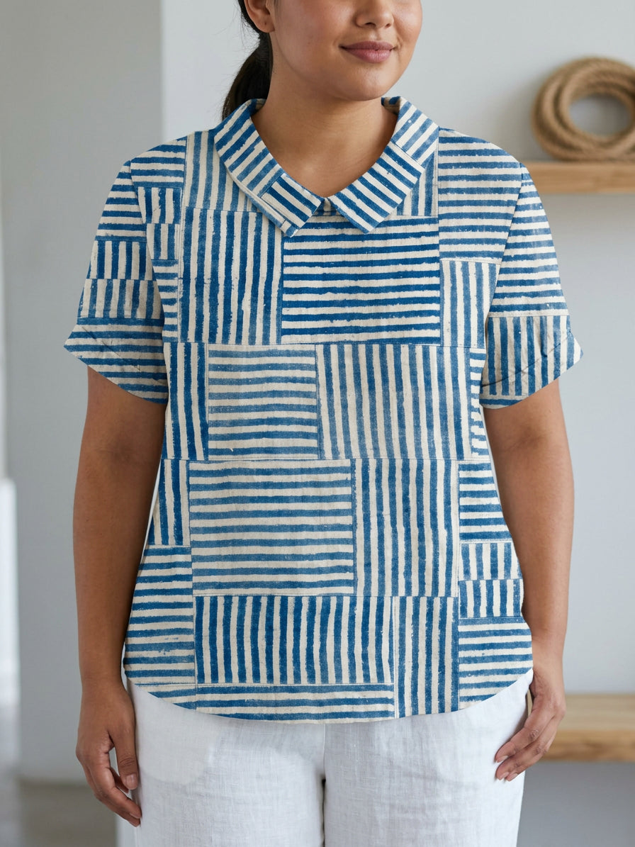 Anaïs | Gestreepte Patchwork Shirt