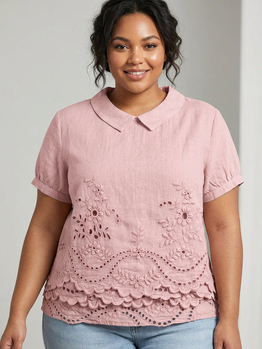 Hazel | Bloemige Geborduurde Shirt