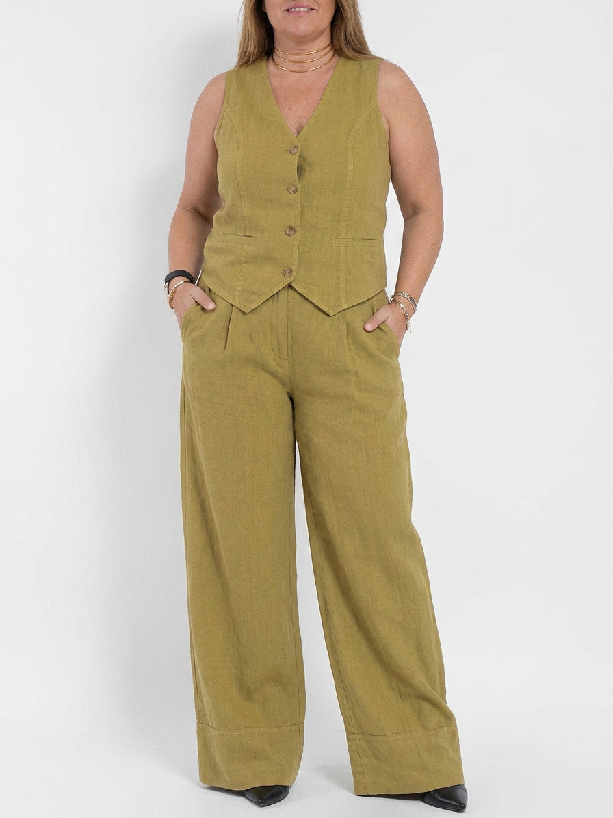 Seraphina – Co-ord Set Elegante Twee-delige Set Met Vest &amp; Broek Met Wijde Pijpen