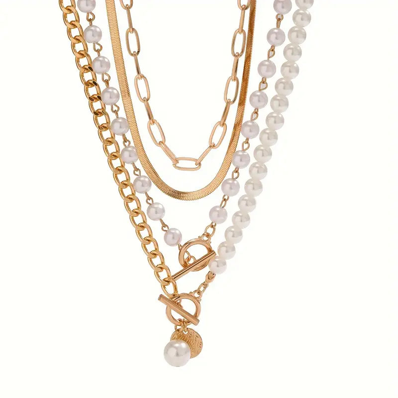 Vintage Parels &amp; Gouden Slangketting Set | Goud