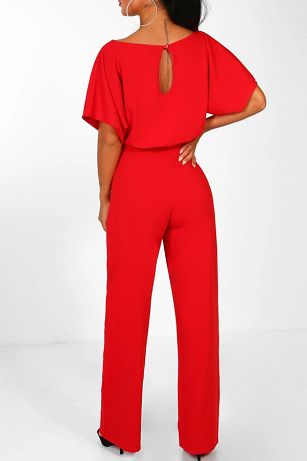 Cassia - Zomer knoopsluiting korte mouwen Jumpsuit
