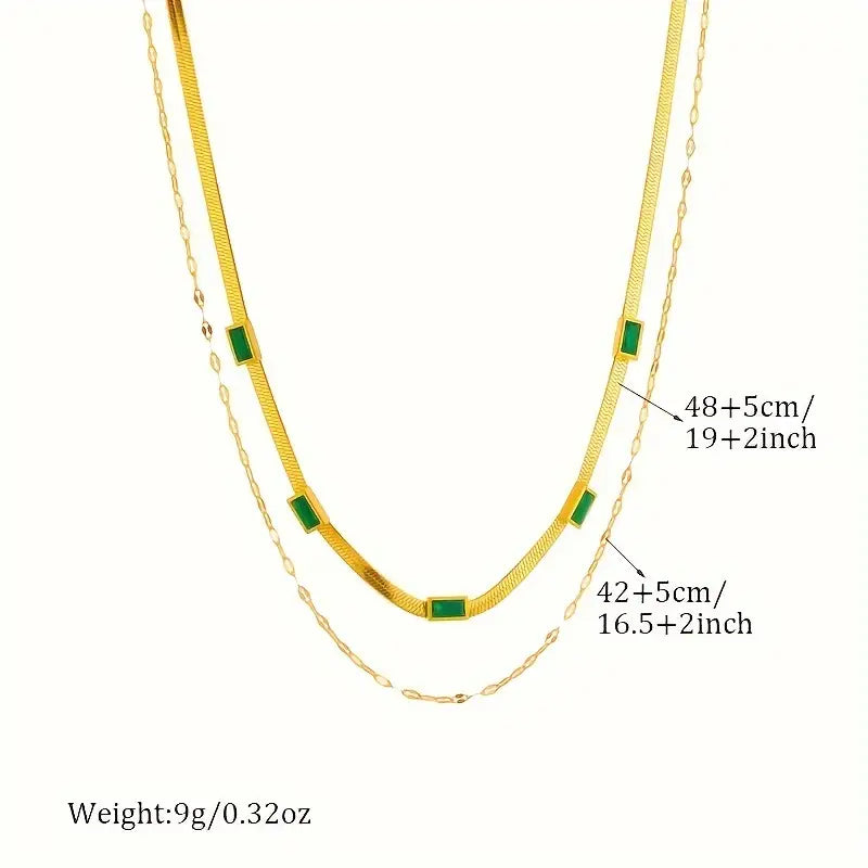 Carys Gem Dubbel-Laags Retro Ketting | Goud
