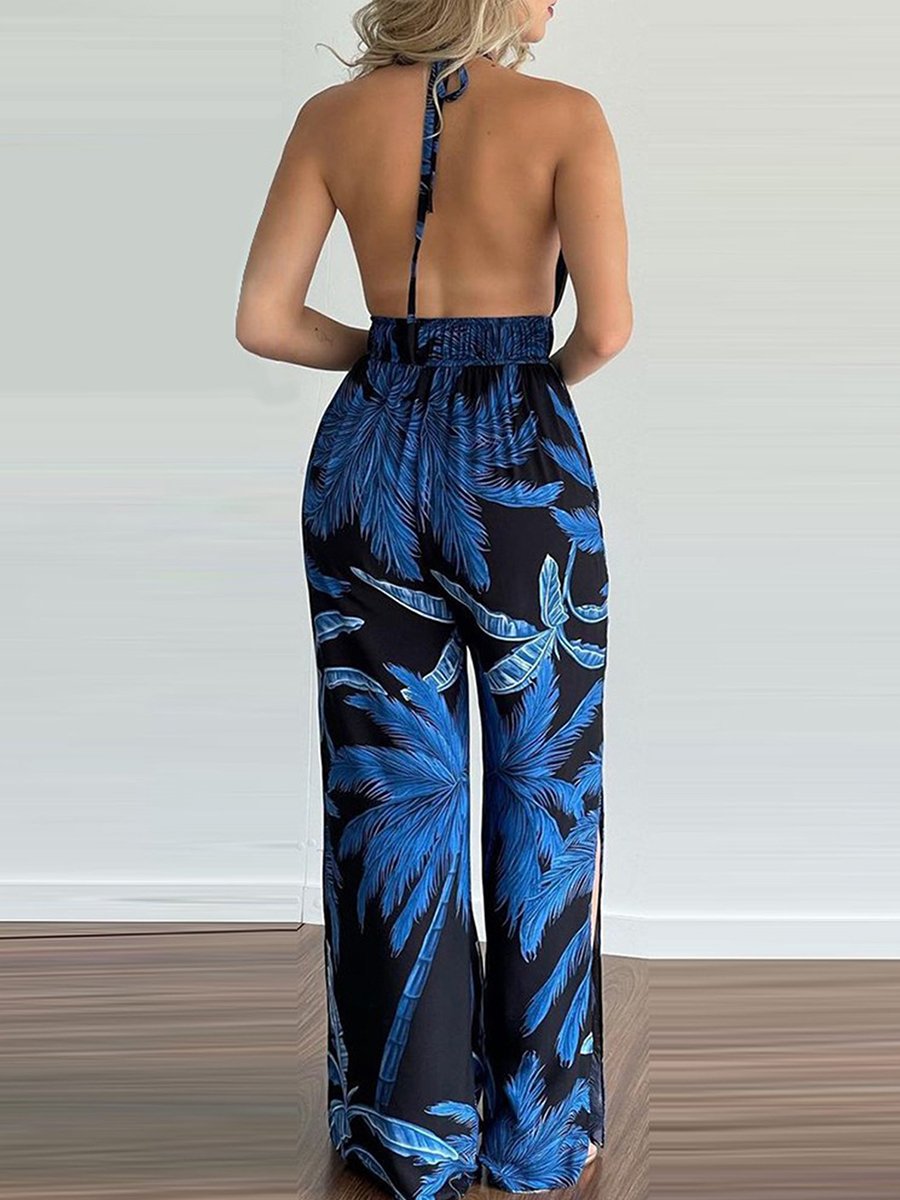 Cordelia - Sling Bladprint Jumpsuit