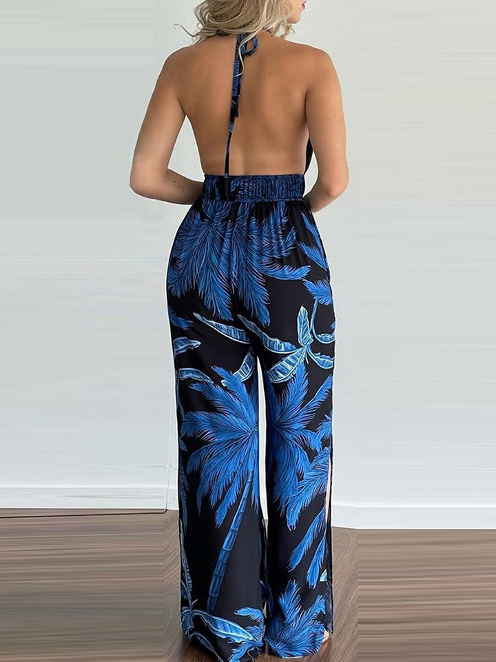 Cordelia - Sling Bladprint Jumpsuit