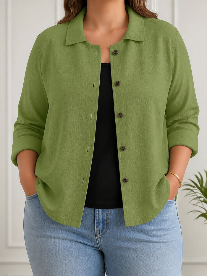 Dames Relaxed Blouse met Knoopsluiting en Puntkraag