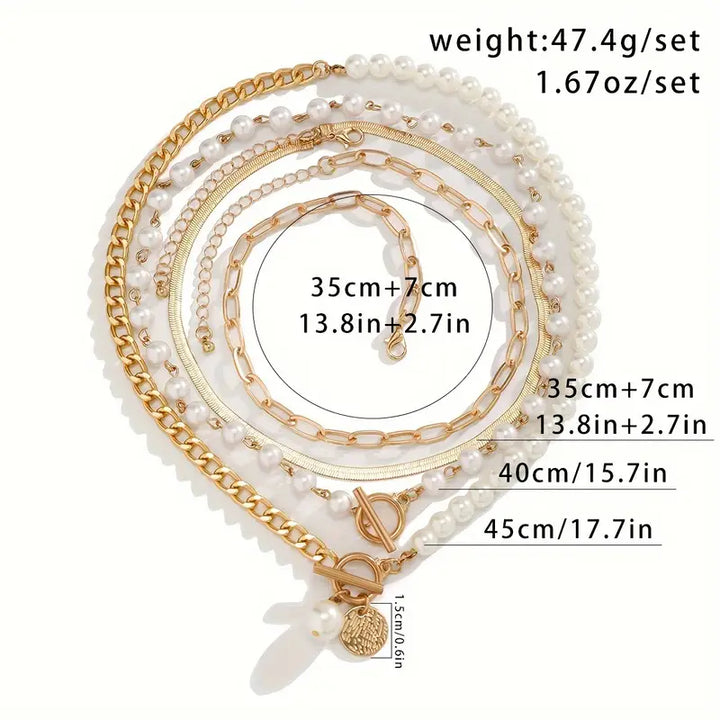 Vintage Parels &amp; Gouden Slangketting Set | Goud
