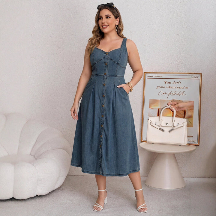 Cataleya Knopen-Vlieg Denim Jurk