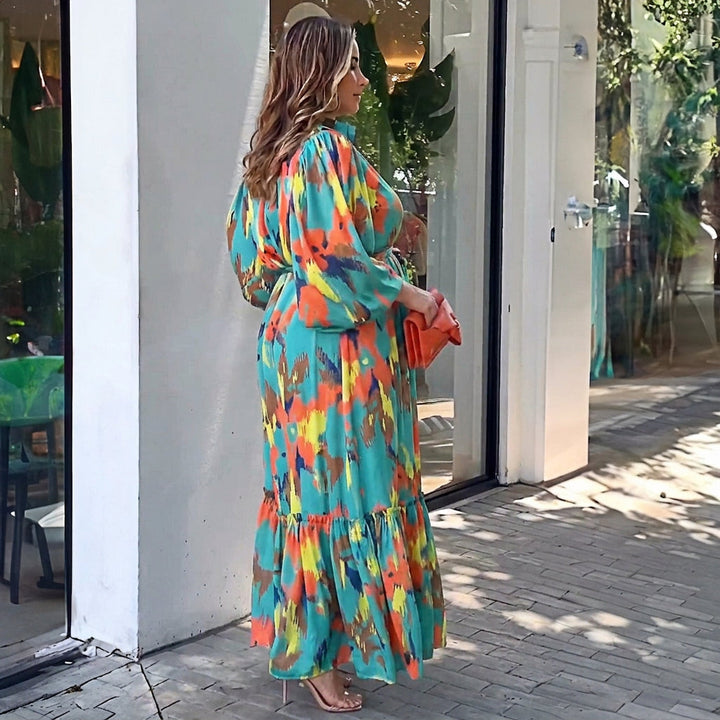 Jolie Geprinte Lapen Maxi Jurk: Elegante Vintage Flow