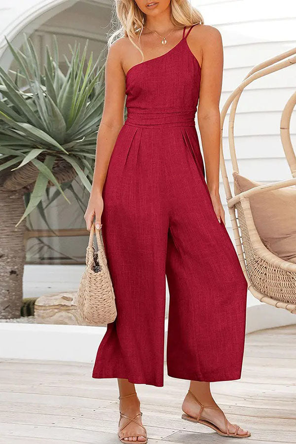 Shiloh - Sexy Sling Taille Pocket Rechte Mouwloze Jumpsuit