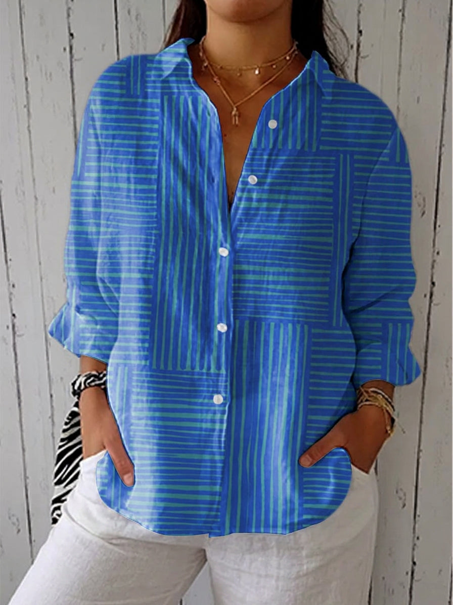 Lior - Blauwe Gestreepte Blouse