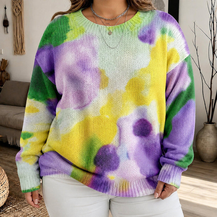 Dames Trui met Tie-Dye Print en Ronde Halslijn