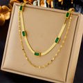 Carys Gem Dubbel-Laags Retro Ketting | Goud