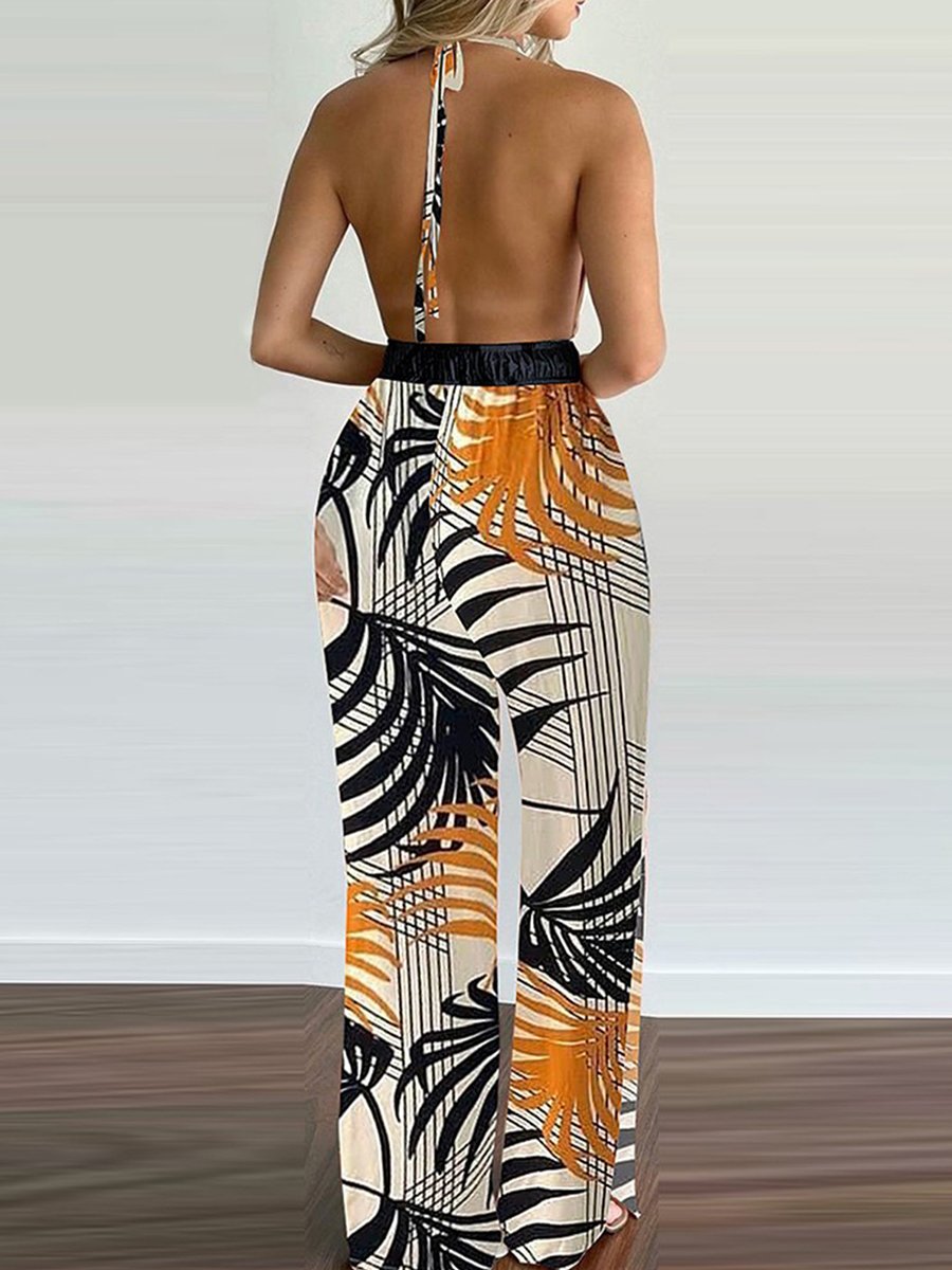 Cordelia - Sling Bladprint Jumpsuit