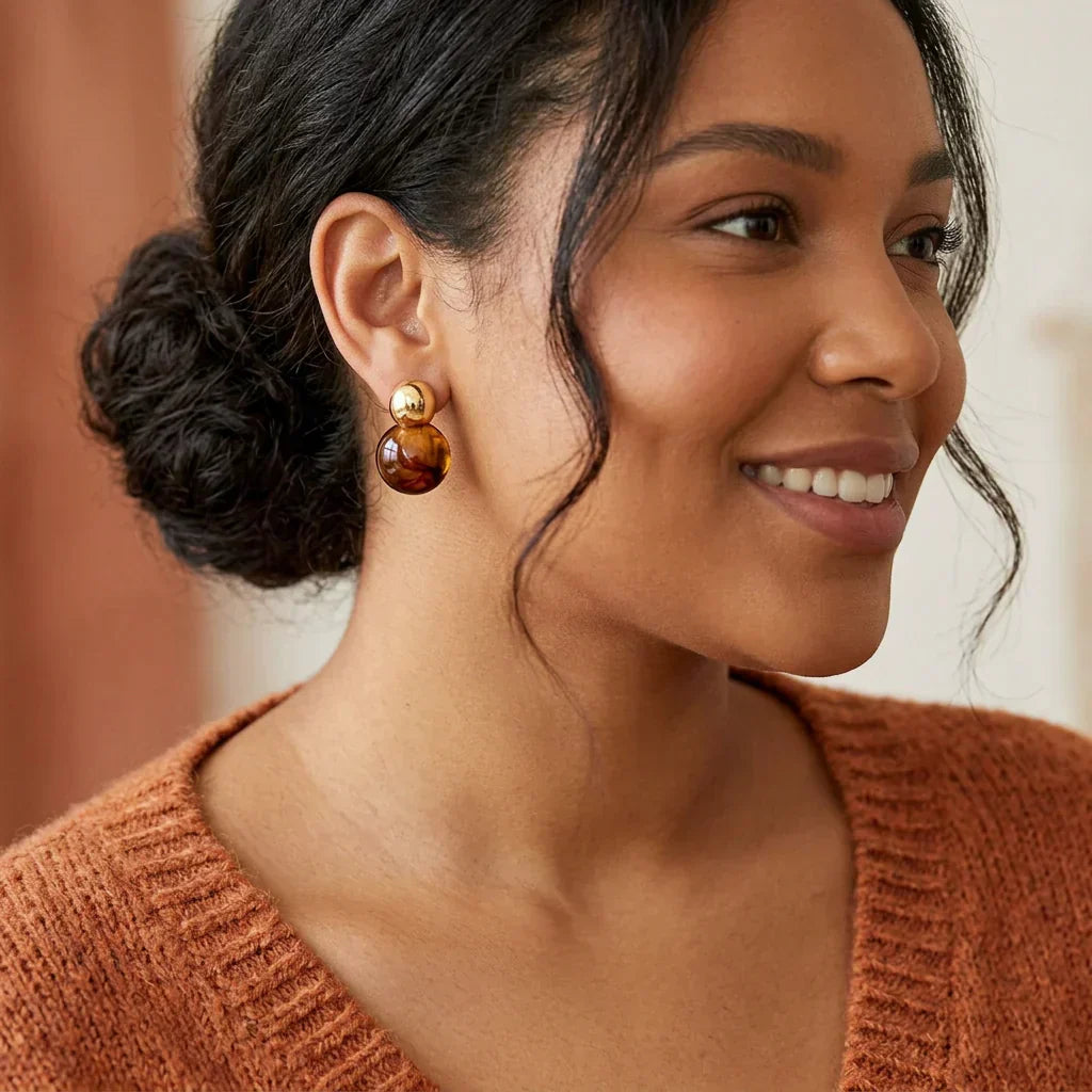 Lark Amber Dangle Oorbellen | Goud