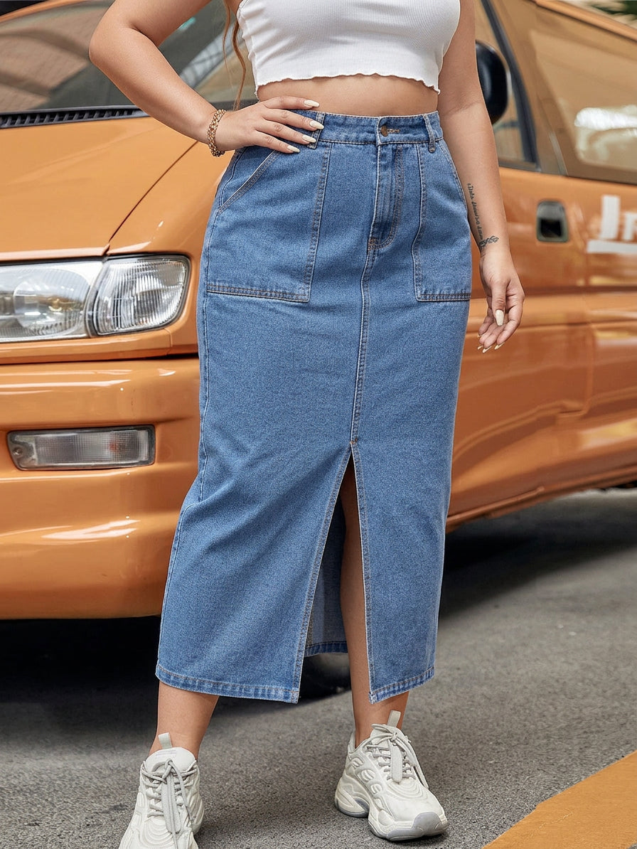 Nia Slit Denim Rok
