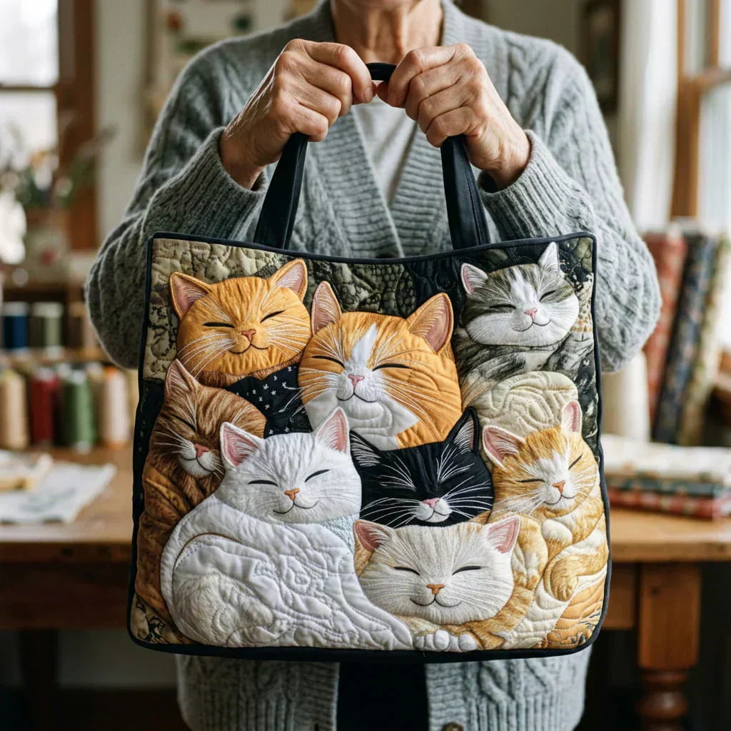 Evadne Gequiltte Tas - Slaapende Kittens