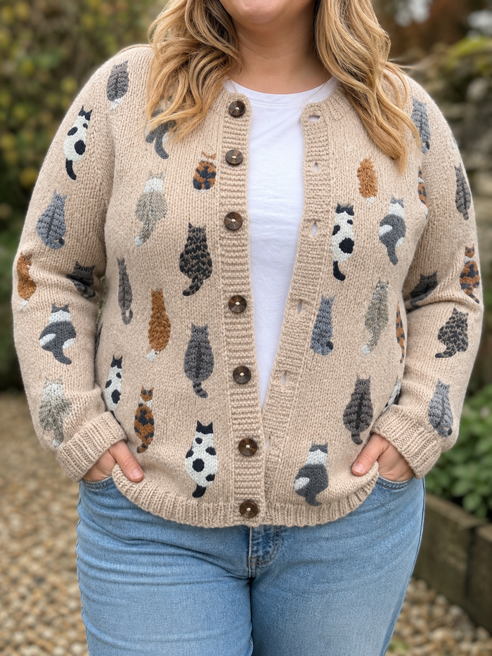 Dames Vest met Kattenprint en Knoopsluiting