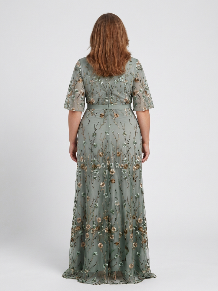 Stella &amp; Grace™ | Bloemen V-hals Korte Mouwen Maxi Jurk