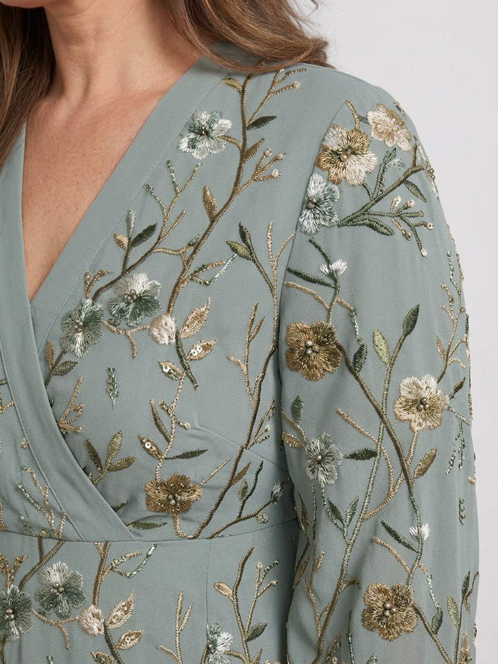 Stella &amp; Grace™ | Bloemen V-hals Korte Mouwen Maxi Jurk