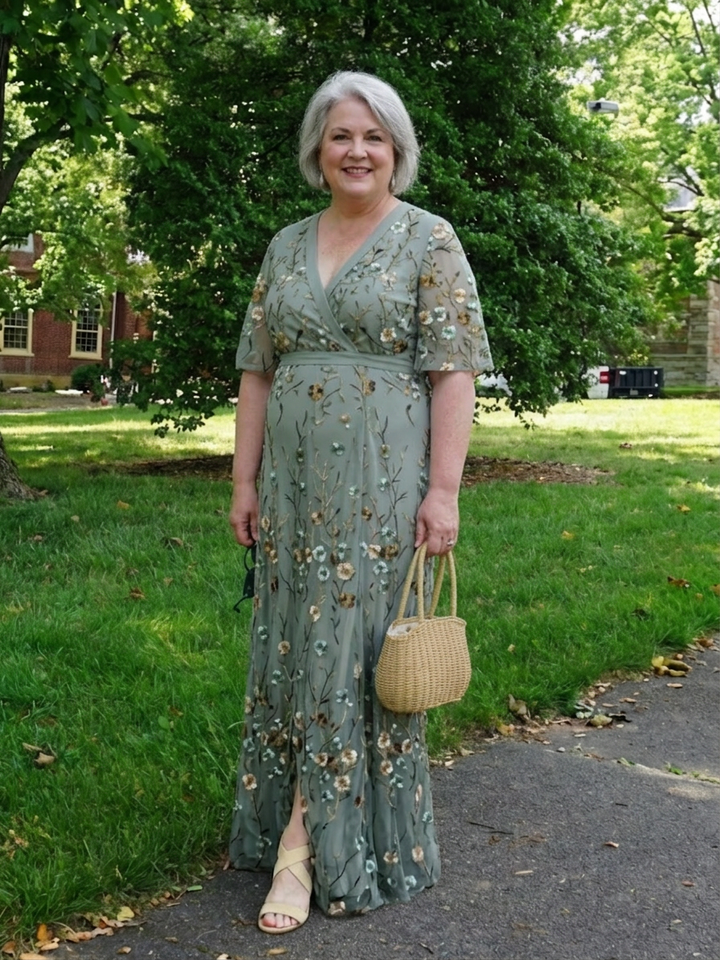 Stella &amp; Grace™ | Bloemen V-hals Korte Mouwen Maxi Jurk