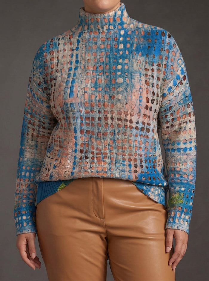 Dames Coltrui met Indigo Lattice Print en Oversized Fit